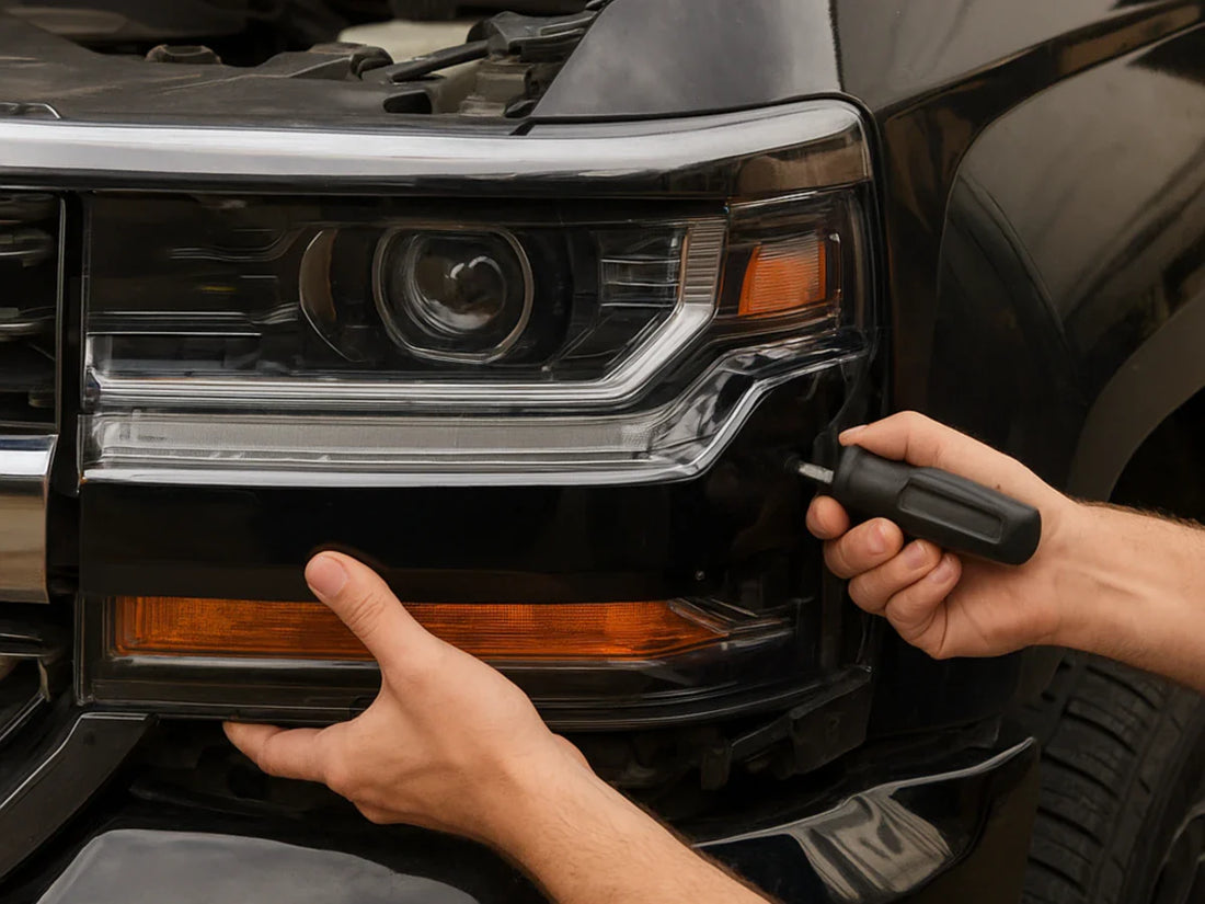 installing new Chevy Silverado headlight