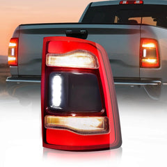 For 2019-2023 Dodge Ram 1500 LED Type Tail Light Assembly Without Blind Spot Red Lens Chrome Interior Right Passenger Side Rear Light | Hawkglow