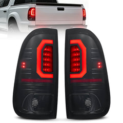 Fit For Ford 1997-2003 F-150/1999-2007 F-250 LED Tail Lights Assembly, Smoked Tail Lights Truck Rear Lamp Black 1 Pair | Hawkglow
