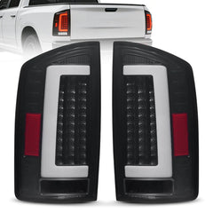 Fit For 2002-2006 Dodge Ram 1500, 2003-2006 2500 3500 LED Tail Lights Lamps, Clear Lens Black Inner Milky White Drl Cover | Hawkglow