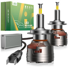 V7 Brightest H7 150W 360°Full Illumination LED Headlight Bulbs 900% Brighter Than Halogen and 50,000Hrs Lifespan | Hawkglow