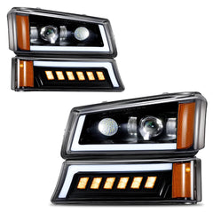 Hawkglow LED Headlights Assembly DOT Approved with DRL Turn Signal High/Low Sealed Beam Side Marker Compatible with 2003-2006 Chevy Silverado Avalanche