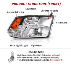 For 2009-2018 Dodge RAM 1500 2500 3500 Headlight Assembly | Hawkglow