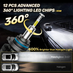 RD10 110W 360° Full IIlumination 9005/HB3 6500K White 32000LM IP68 LED Headlight Bulbs 2 Pcs | Hawkglow