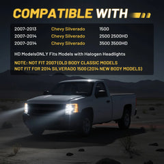 600% Bright LED Headlights Assembly, Fit For 2007-2013 Chevy Silverado 1500, 2007-2014 Chevy Silverado 2500 3500 2500HD 3500HD, DRL/Turn Signal/Side Maker/Low Beam w/ Bulbs (NOT for GMC) | Hawkglow