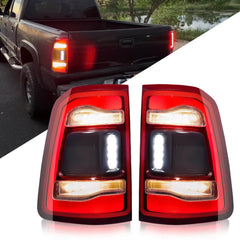 For 2019-2023 Dodge Ram 1500 LED Type Tail Light Assembly Without Blind Spot Red Lens Chrome Interior Left/Right/Left&Right Side Rear Light | Hawkglow