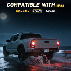 Tail Light Rear Lamp Compatible With 2005-2015 Toyota Tacoma Pickup Driver and Passenger Side LED Lens Taillights Brake Signal Assembly with Bulb and Harness | Hawkglow
