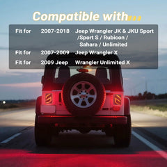 jeep wrangler jk led tail lights with compatibility information