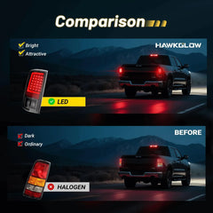 For 2009-2018 Dodge Ram 1500 2500 3500 Black/Red/Smoked Black Housing LED Tube Bar Tail Lights Brake Lamps Assembly Left+Right | Hawkglow