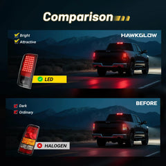 For 2009-2018 Dodge Ram 1500 2500 3500 Smoked Black Housing LED Tube Tail Lights Brake Lamps Assembly Left+Right | Hawkglow