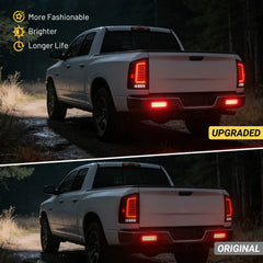 Fit For 2002-2006 Dodge Ram 1500, 2003-2006 2500 3500 LED Tail Lights Lamps, Clear Lens Black Inner Milky White Drl Cover | Hawkglow