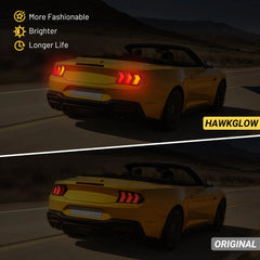 Fit For 2015-2023 Ford Mustang LED Tail Lights Assembly、Rear Brake Lamp w/Sequential Signal Light、Black Housing Clear Lens, 2 PCS (Driver and Passenger Side) | Hawkglow