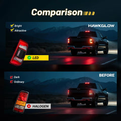 For 2019-2023 Dodge Ram 1500 LED Type Tail Light Assembly Without Blind Spot Red Lens Chrome Interior Right Passenger Side Rear Light | Hawkglow