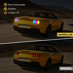 Fit For 2015-2023 Ford Mustang RGB LED Tail Light Assembly, Sequential Start-up Animation DRL Turn Signals Rear Lamp Set, 2 PCS (Driver and Passenger Side) | Hawkglow