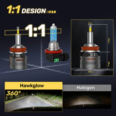 V5 High Power 130W 360° Full IIlumination H11/H8/H9 6500K White 40000LM IP68 LED Headlight Bulbs 2 Pcs | Hawkglow