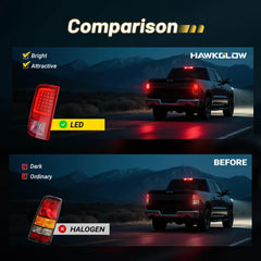 For 2009-2018 Dodge Ram 1500 2500 3500 Red Clear LED Tube Tail Lights Brake Lamps Assembly Left+Right | Hawkglow