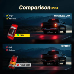 For 2019-2023 Dodge Ram 1500 LED Type Tail Light Assembly Without Blind Spot Red Lens Chrome Interior Left Driver Side Rear Light | Hawkglow