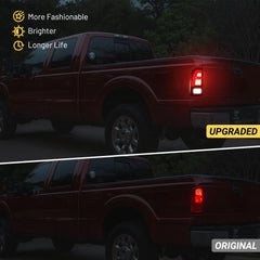 Fit for 2008-2016 Ford F250 F350 F450 LED Taillights , New Upgrade F Fashion Style, Rear Brake Stop/Reverse Lights/Running Lights/Turn Signal Tail Lamp (2PCS, Passenger & Driver Side) | Hawkglow
