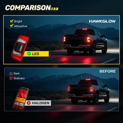 For 2019-2023 Dodge Ram 1500 LED Type Tail Light Assembly Without Blind Spot Red Lens Chrome Interior Left/Right/Left&Right Side Rear Light | Hawkglow