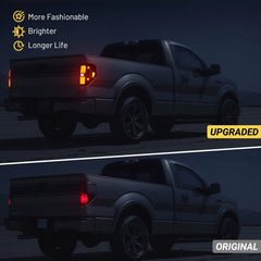 Fit for Ford F150 2009-2014 Full LED Taillights , New Upgrade Smoked Black Rear Brake Stop/Reverse Lights/Parking Lights/Turn Signal Tail Lamp (2PCS, Passenger & Driver Side) | Hawkglow
