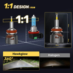 V7 Brightest 150W 360° Full IIlumination H11/H8/H9 6500K White 45000LM IP68 LED Headlight Bulbs 2 Pcs | Hawkglow