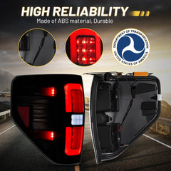 Fit for Ford F150 2009-2014 Full LED Taillights , New Upgrade Smoked Black Rear Brake Stop/Reverse Lights/Parking Lights/Turn Signal Tail Lamp (2PCS, Passenger & Driver Side) | Hawkglow