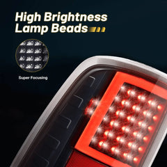 For 2009-2018 Dodge Ram 1500 2500 3500 Black Housing LED Tube Bar Tail Lights Brake Lamps Assembly Left+Right | Hawkglow