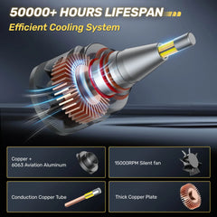 V6 Three Color Temperature 360° Full IIlumination 9005/HB3 150W 45000LM 3000K(Golden Yellow)/4500K(Warm White)/6000K(Bright White) IP68 LED Headlight Bulbs 2 Pcs | Hawkglow