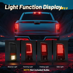 For 2009-2018 Dodge Ram 1500 2500 3500 Smoked Black Housing LED Tube Tail Lights Brake Lamps Assembly Left+Right | Hawkglow