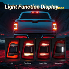 For 2019-2023 Dodge Ram 1500 LED Type Tail Light Assembly Without Blind Spot Red Lens Chrome Interior Left/Right/Left&Right Side Rear Light | Hawkglow