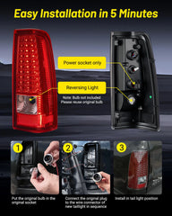 Fit For 1999-2002 Silverado Tail Lights, 1999-2007 GMC Sierra Classic Truck Tail Light Assembly - Red 1 Pair | Hawkglow