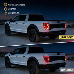 Fit For 2021-2023 Ford F150 LED Tail Light Assembly w/Blind Spot, Left Driver Side/Right Passenger Side Taillight Rear Brake Lamp (Module NOT Included) | Hawkglow