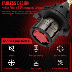 H13 9008 LED Headlight Bulbs 18W 6000LM 6000K | 2 Bulbs Flashark