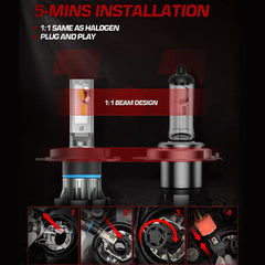 H4 9003 HB2 LED Headlight Bulbs 60W 16000LM 6000K | 2 Bulbs Flashark