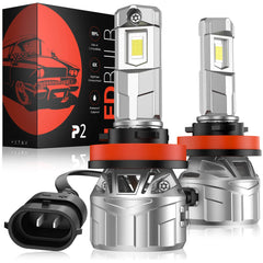 P2 Wide Voltage 9-32V H11/H8/H9 130W 6500K White 40000LM IP68 LED Headlight Bulbs 2Pcs | Hawkglow