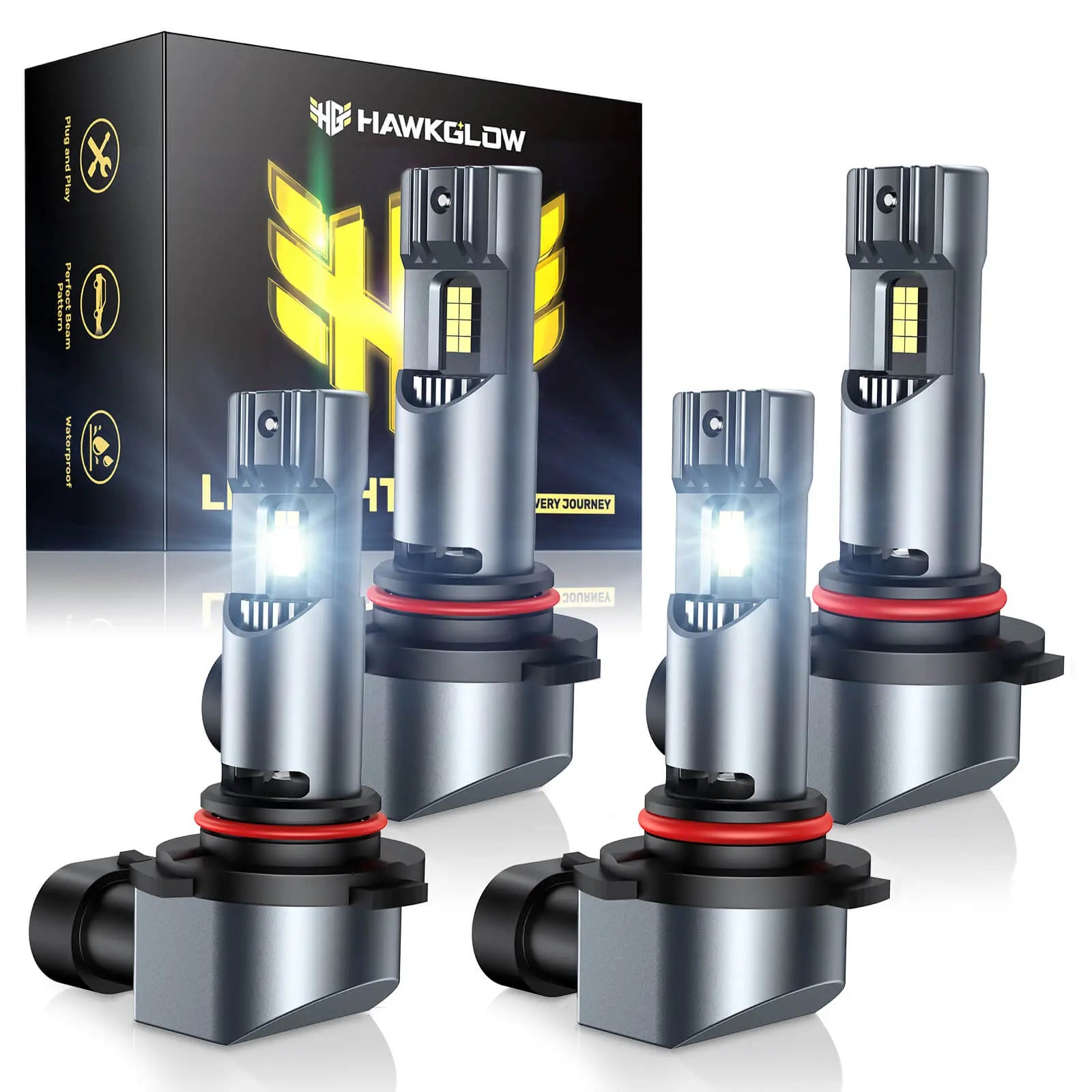 C7F H11 9005 9006 H7 IP68 32000LM 6500K White 64W LED Headlight Bulbs 2 Pcs | Hawkglow