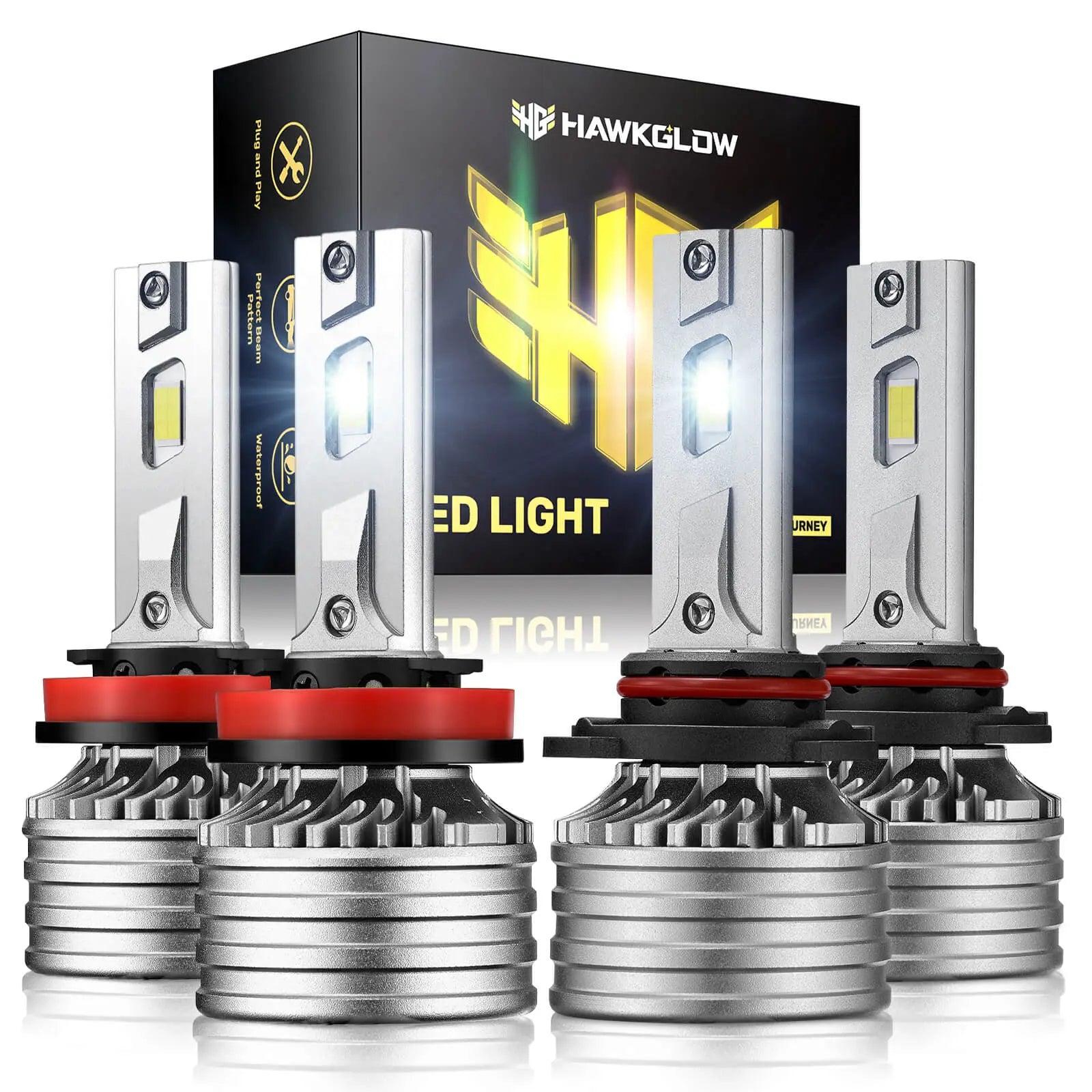 Brightest 110W LED Headlights - 28000LM, 6500K Bright White, IP67, Long-Lasting & CANBus Ready | Hawkglow