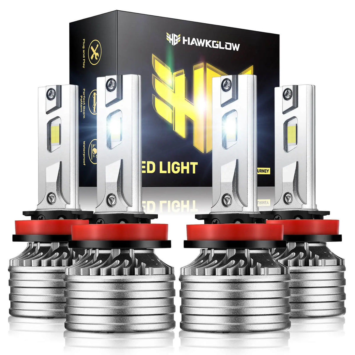 Brightest 110W LED Headlights - 28000LM, 6500K Bright White, IP67, Long-Lasting & CANBus Ready | Hawkglow