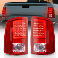 For 2009-2018 Dodge Ram 1500 2500 3500 Red Clear LED Tube Tail Lights Brake Lamps Assembly Left+Right | Hawkglow