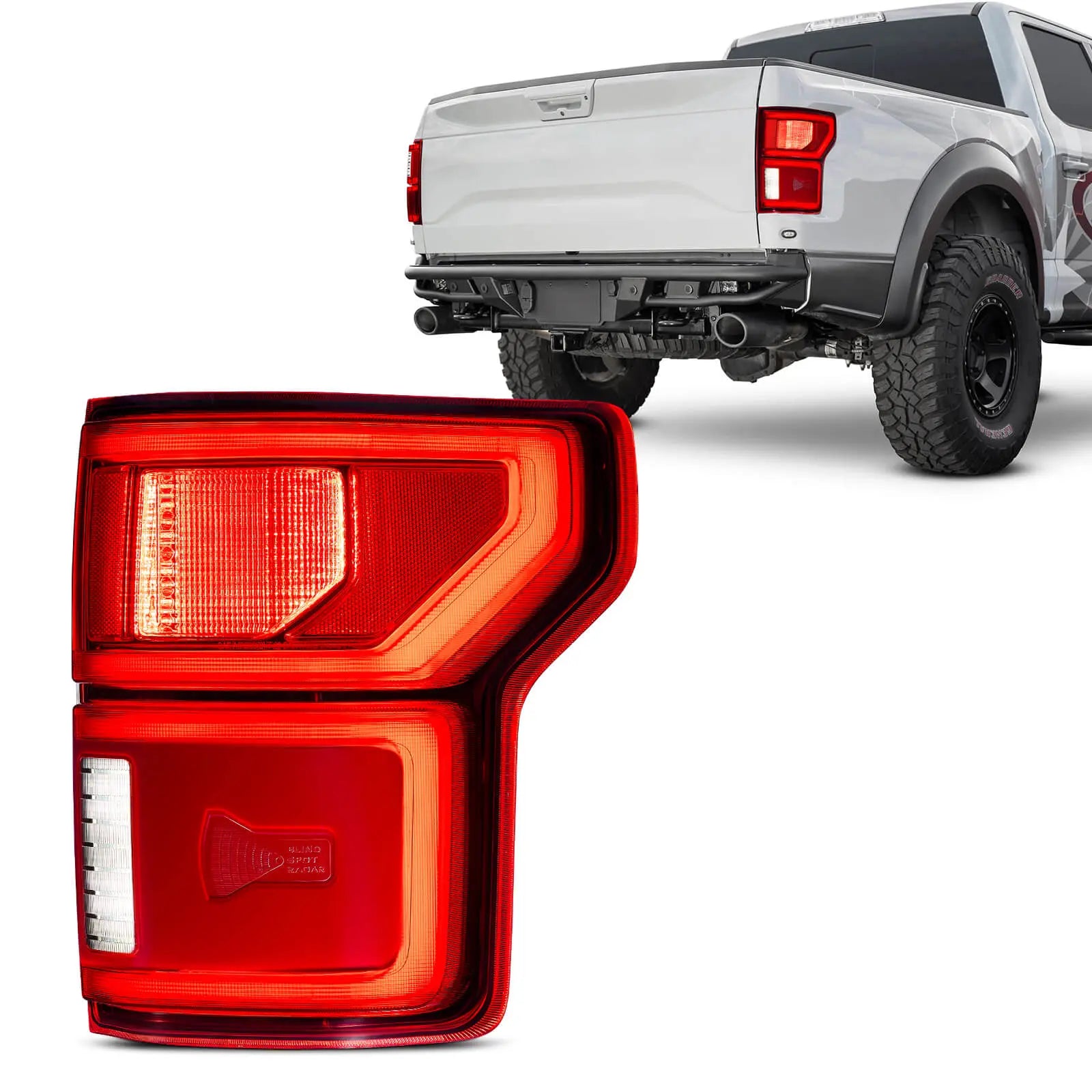 Fit For Ford F150 2018-2020 LED Tail Light with Blind Spot Left Driver/Right Passenger Side Taillight Rear Brake Lamp Signal Assembly (Module NOT Included) | Hawkglow