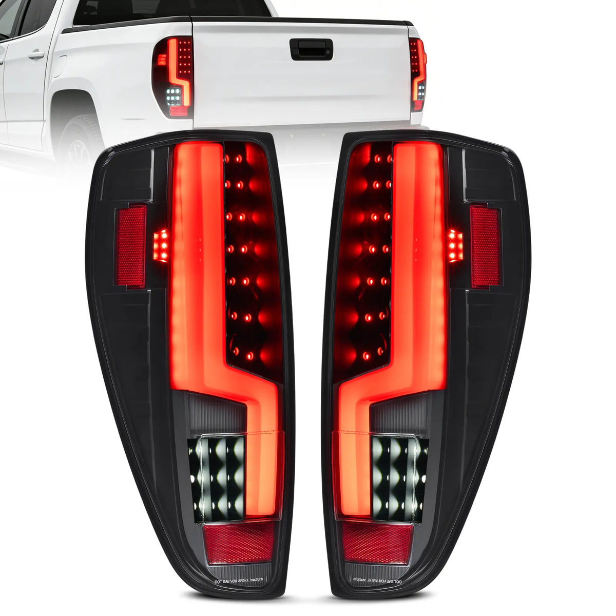 Fit For Chevrolet 2004-2012 Colorado LED Tail Lights Assembly, Translucent Black and Red Shell Tail Lights Truck Rear Lamp Black 1 Pair | Hawkglow