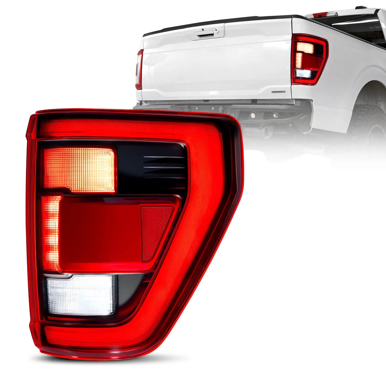 Fit For 2021-2023 Ford F150 LED Tail Light Assembly w/Blind Spot, Left Driver Side/Right Passenger Side Taillight Rear Brake Lamp (Module NOT Included) | Hawkglow