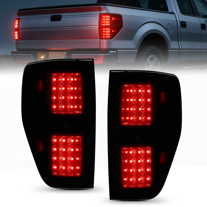 For 2009-2014 Ford F-150 Smoked LED Tail Light Assembly Pair
