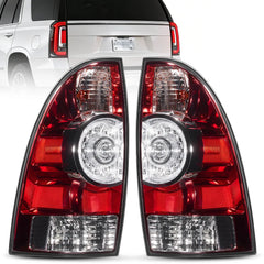 Tail Light Rear Lamp Compatible With 2005-2015 Toyota Tacoma Pickup Driver and Passenger Side LED Lens Taillights Brake Signal Assembly with Bulb and Harness | Hawkglow