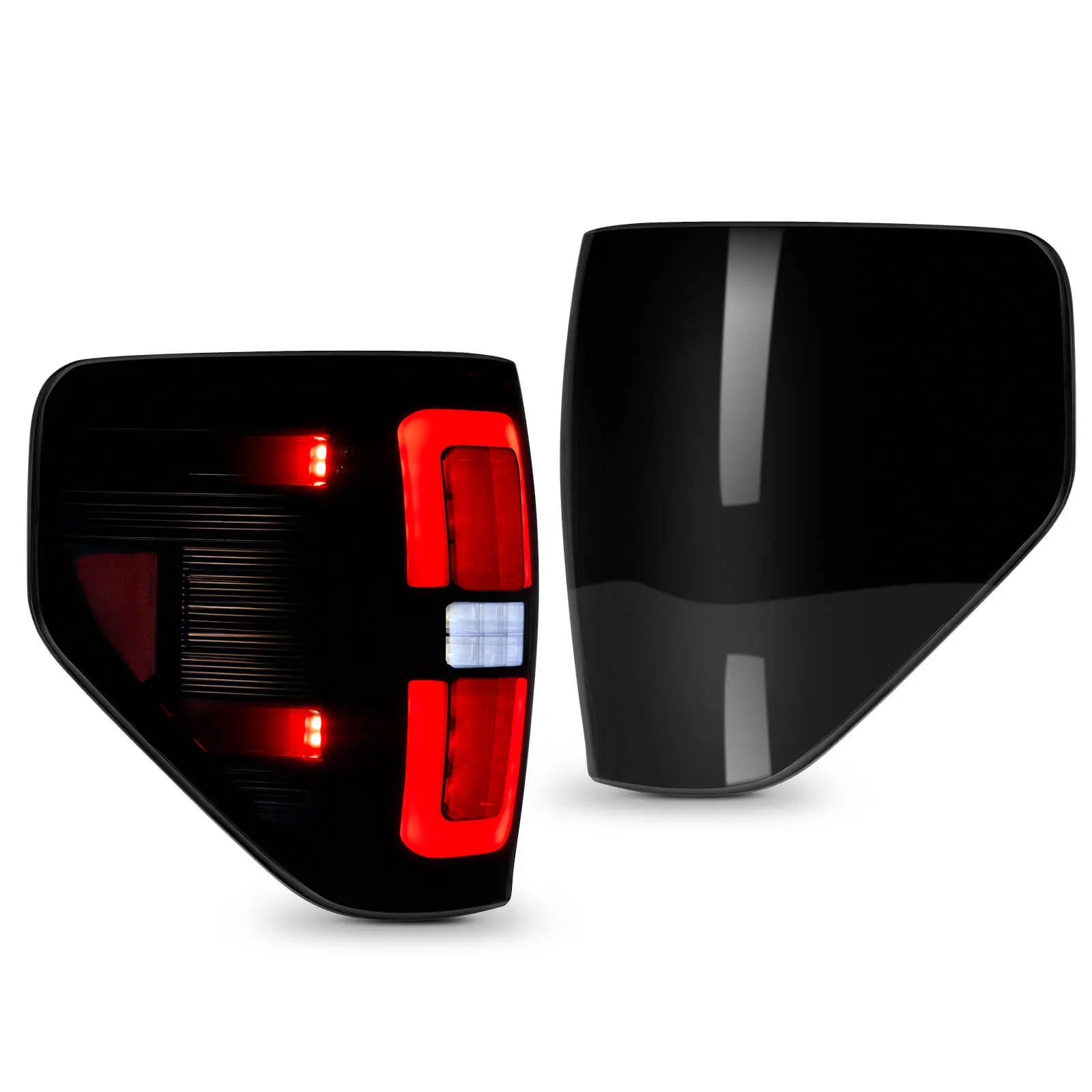 Fit for Ford F150 2009-2014 Full LED Taillights , New Upgrade Smoked Black Rear Brake Stop/Reverse Lights/Parking Lights/Turn Signal Tail Lamp (2PCS, Passenger & Driver Side) | Hawkglow