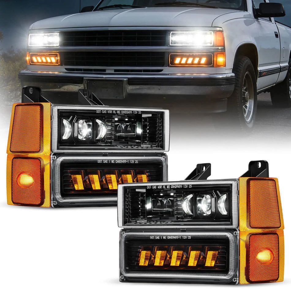 For 1994-1999 Chevy LED Headlight Assembly Pair