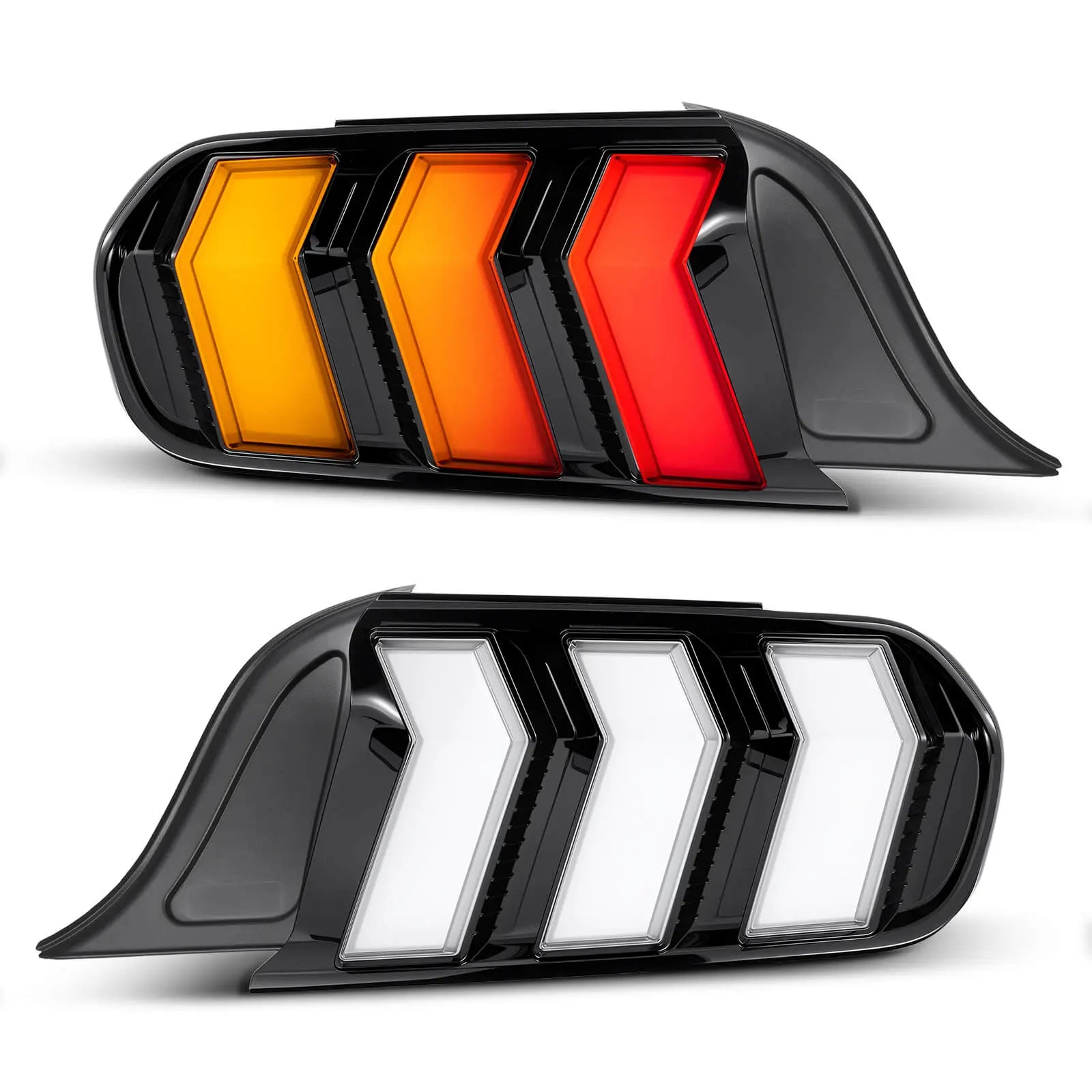 Fit For 2015-2023 Ford Mustang LED Tail Lights Assembly、Rear Brake Lamp w/Sequential Signal Light、Black Housing Smoked/Clear/Red/Colorful Lens, 2 PCS (Driver and Passenger Side) | Hawkglow