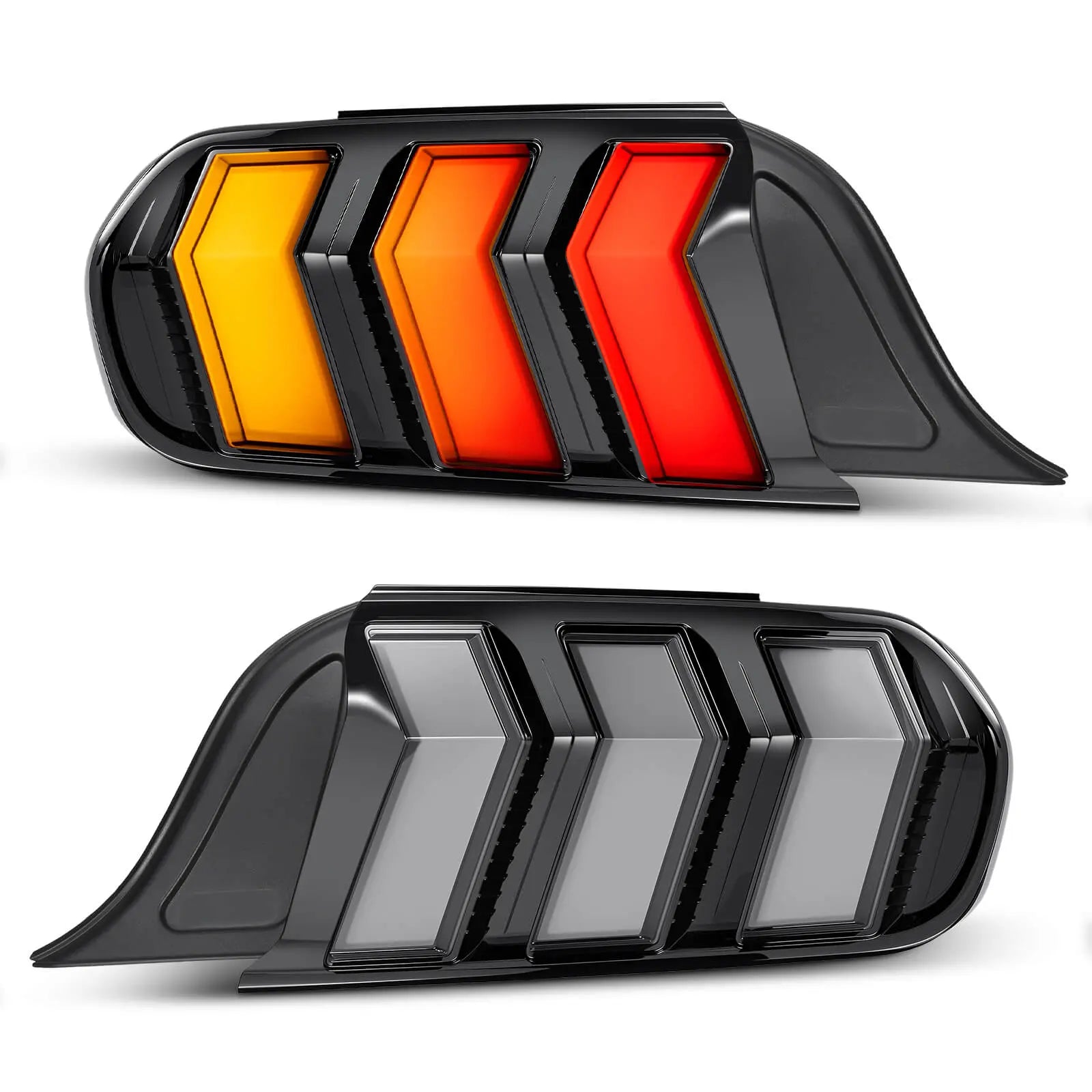 Fit For 2015-2023 Ford Mustang LED Tail Lights Assembly、Rear Brake Lamp w/Sequential Signal Light、Black Housing Smoked/Clear/Red/Colorful Lens, 2 PCS (Driver and Passenger Side) | Hawkglow