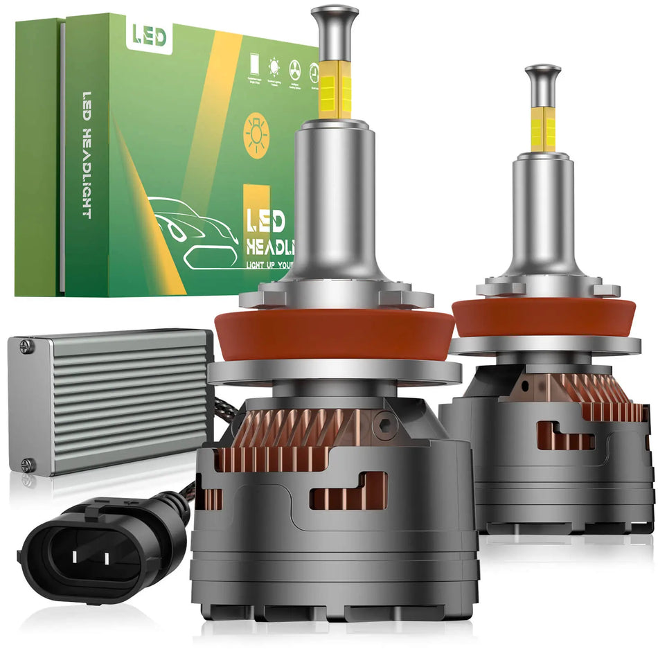 V7 Brightest 150W 360° Full IIlumination H11/H8/H9 6500K White 45000LM IP68 LED Headlight Bulbs 2 Pcs | Hawkglow