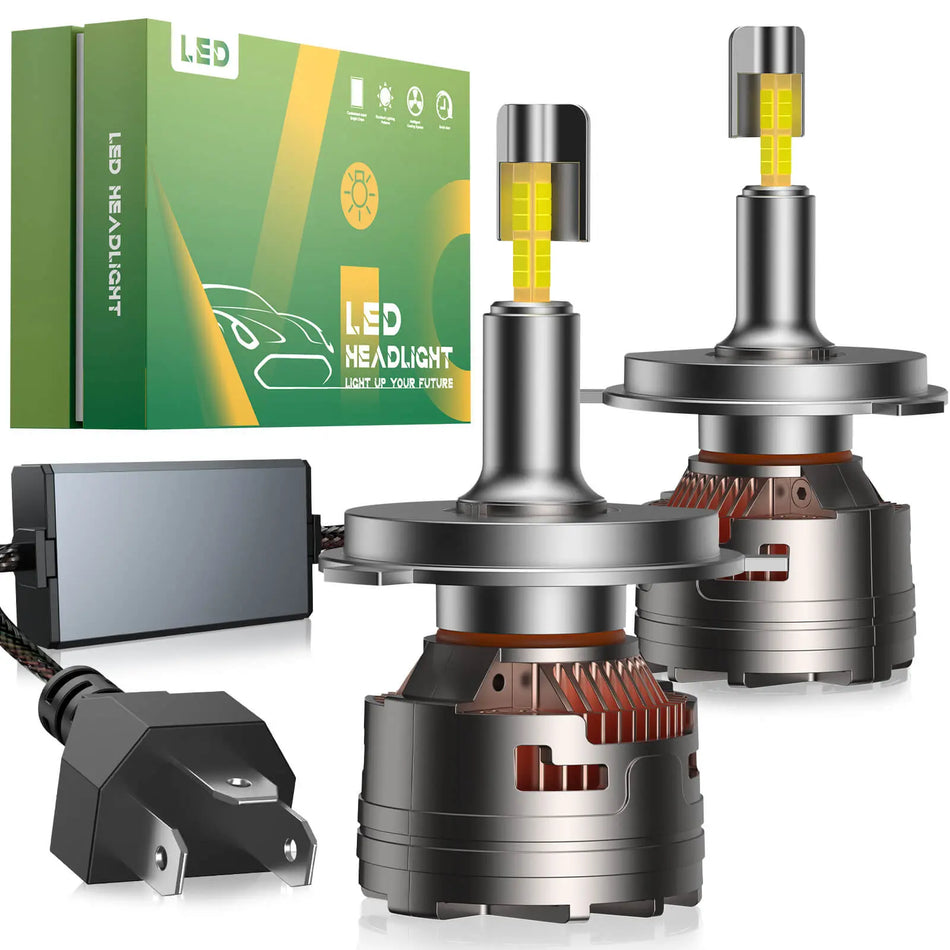 V7 Brightest H4/9003/HB2 150W 360°Full Illumination LED Headlight Bulbs 900% Brighter Than Halogen and 50,000Hrs Lifespan | Hawkglow